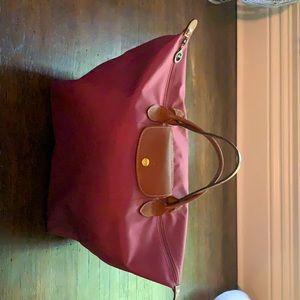 Maroon Longchamp tote